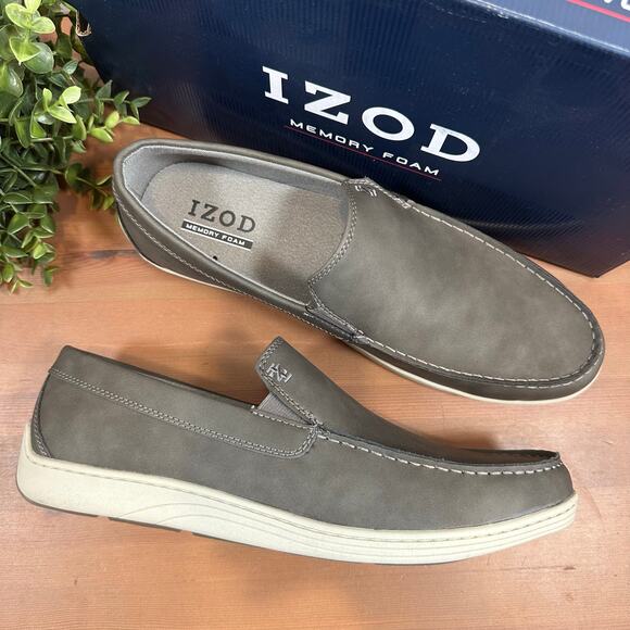 Izod Men's Seapoint Grey Memory Foam Loafers Size 9.5 - Picture 1 of 7